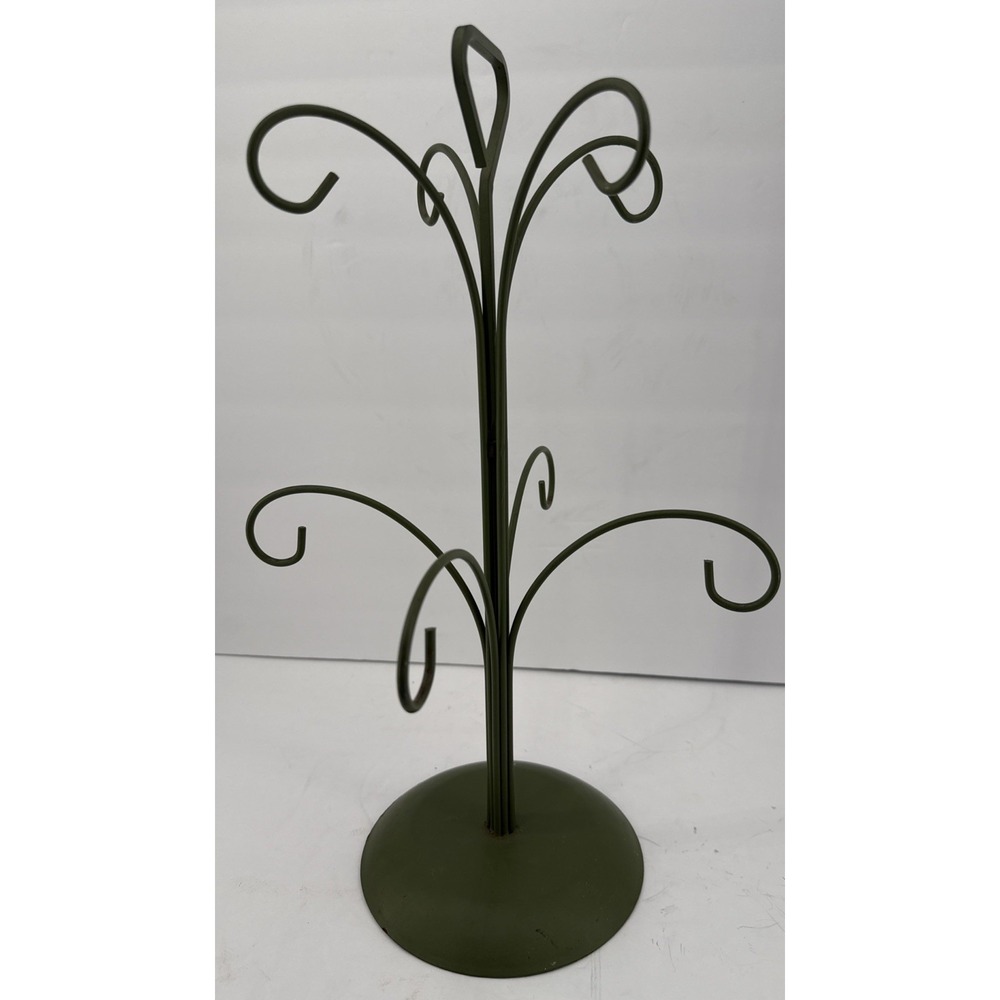 Vtg Metal 8 Coffee Cup Mug Tree Rack Stand 60s Avocado Green Retro MCM